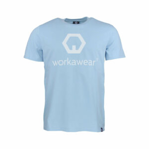 Organic t-shirt hellblau mit großes logo