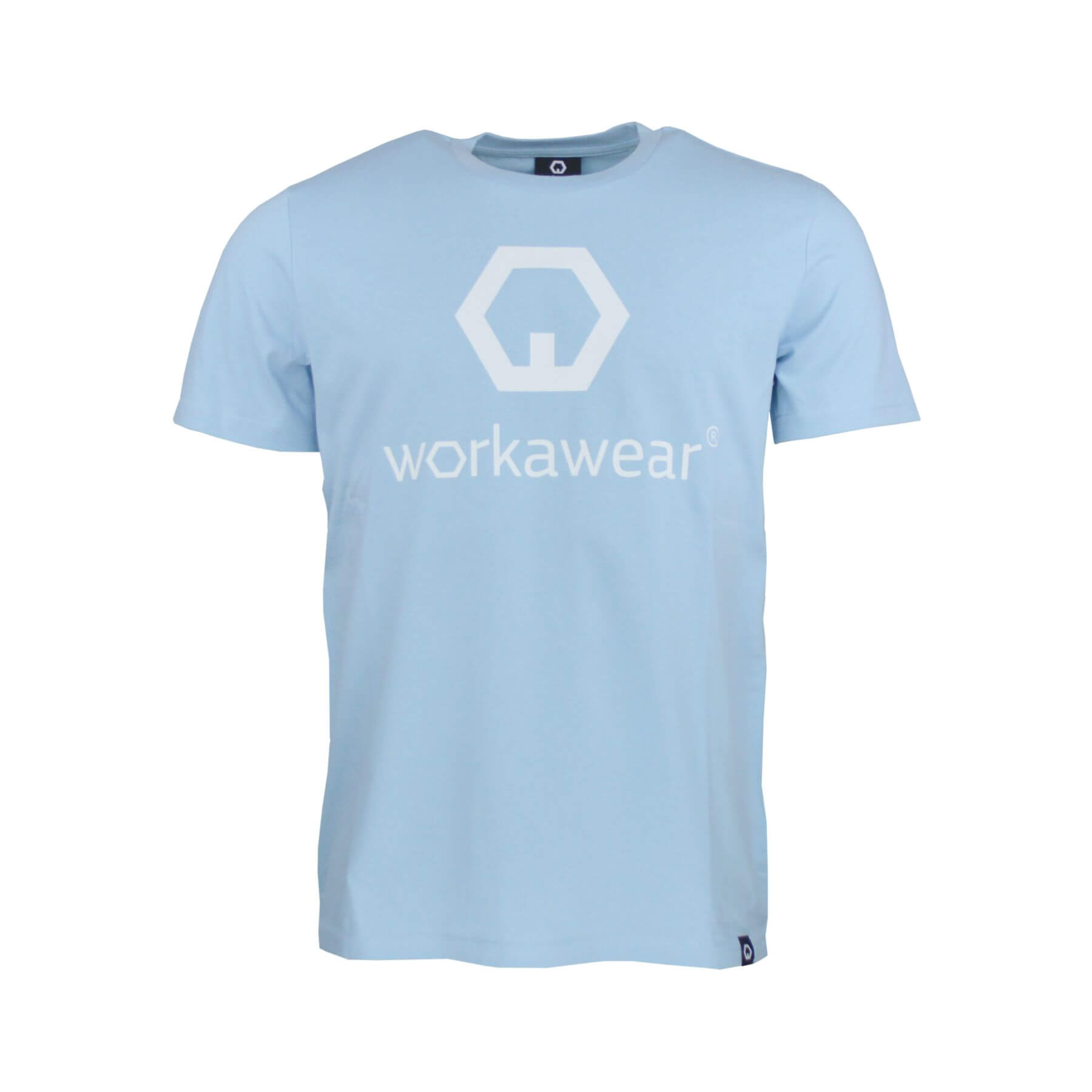 Organic t-shirt hellblau mit großes logo